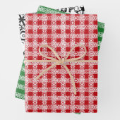 Rot-grünes Schwarz-Weiß-Muster Geschenkpapier Set (Beispiel)