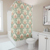 Rot-grünes Vintage-Damaskus-Muster Duschvorhang (Beispiel)