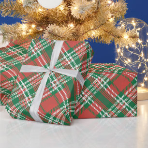 Rot-grünes Weihnachts-Tartan-Karo-Muster  Geschenkpapier
