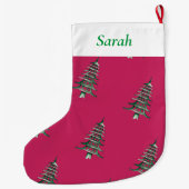 Rot grünes Weihnachtsbaummuster Großer Weihnachtsstrumpf (Rückseite)