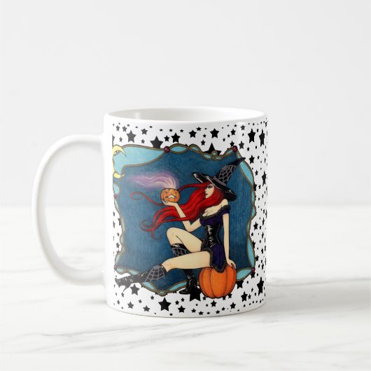 Rot-haarige Hexe Halloween Kaffeetasse (Links)