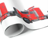 Rot halb Tracter Anhänger Geschenkpapier (Rolleneckpunkt)