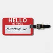Rot hallo mein Name ist… kundengerecht Gepäckanhänger (Vorderseite horizontal)