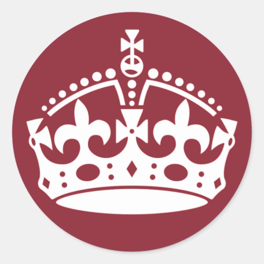 Rot halten Sie Ruhe und tragen Sie auf Kronenklebe Runder Aufkleber (Vorderseite)