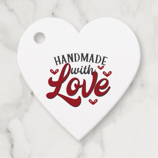 Rot handgefertigt mit Liebe Geschenkanhänger (Vorderseite)