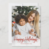 Rot handgeschriebene einzigartige Foto Happy Holid Einladung (Vorderseite)