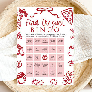 Rot Handgezeichnet Finde den Gast Bingo Baby Showe Einladung