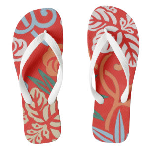 Rot-Hawaiianischer Kimono: Vintager Blumen Badesandalen