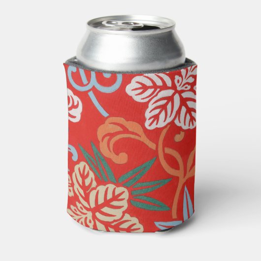 Rot-Hawaiianischer Kimono: Vintager Blumen Dosenkühler (Kanne Rückseite)