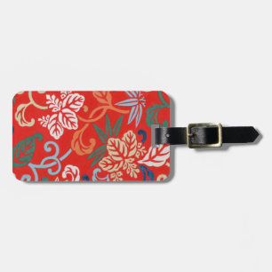 Rot-Hawaiianischer Kimono: Vintager Blumen Gepäckanhänger