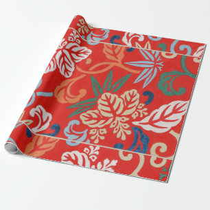 Rot-Hawaiianischer Kimono: Vintager Blumen Geschenkpapier