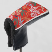 Rot-Hawaiianischer Kimono: Vintager Blumen Golf Headcover (3/4 Vorderseite)
