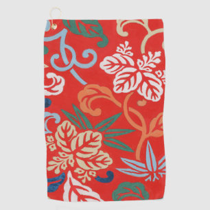 Rot-Hawaiianischer Kimono: Vintager Blumen Golfhandtuch
