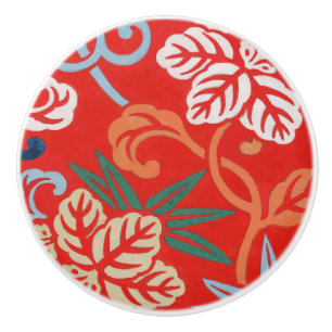 Rot-Hawaiianischer Kimono: Vintager Blumen Keramikknauf