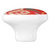 Rot-Hawaiianischer Kimono: Vintager Blumen Keramikknauf (Seitenansicht)