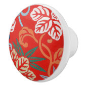 Rot-Hawaiianischer Kimono: Vintager Blumen Keramikknauf (Rechts)