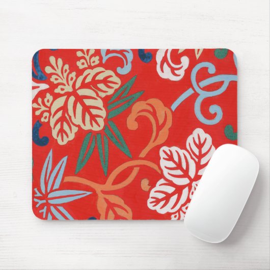 Rot-Hawaiianischer Kimono: Vintager Blumen Mousepad (Mit Mouse)