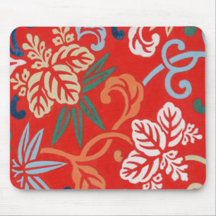 Rot-Hawaiianischer Kimono: Vintager Blumen Mousepad