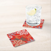 Rot-Hawaiianischer Kimono: Vintager Blumen Rechteckiger Pappuntersetzer (Vor Ort)