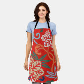 Rot-Hawaiianischer Kimono: Vintager Blumen Schürze (Getragen)