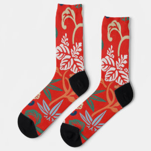 Rot-Hawaiianischer Kimono: Vintager Blumen Socken