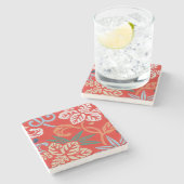 Rot-Hawaiianischer Kimono: Vintager Blumen Steinuntersetzer (Seitenansicht)