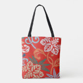 Rot-Hawaiianischer Kimono: Vintager Blumen Tasche (Rückseite)