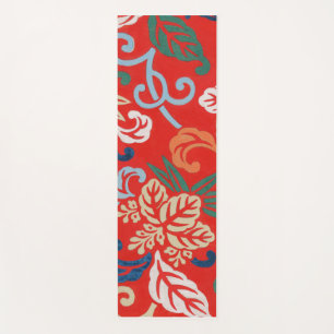 Rot-Hawaiianischer Kimono: Vintager Blumen Yogamatte