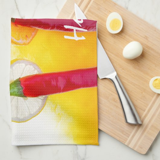 Rot, heiß, der Chili Geschirrtuch (Viertel Falte)