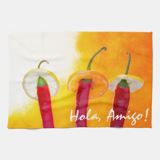 Rot, heiß, der Chili Geschirrtuch (Horizontal)