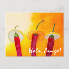 Rot, heiß, der Chili Postkarte