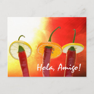 Rot, heiß, der Chili Postkarte
