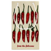 Rot - heiße Chili-Paprikaschoten personalisiert Kleine Geschenktüte (Rückseite)