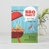Rot - heiße GRILLEN Party Einladung (Stehend Vorderseite)