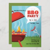 Rot - heiße GRILLEN Party Einladung (Vorne/Hinten)