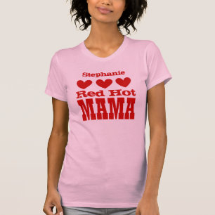 Rot - heiße Mutter mit ROTEM Herz-individuellem T-Shirt