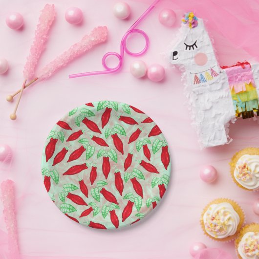 Rot - heißer Chili-Pfeffer-dekoratives Muster Pappteller (Party)