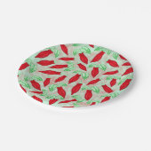 Rot - heißer Chili-Pfeffer-dekoratives Muster Pappteller (Schrägansicht)