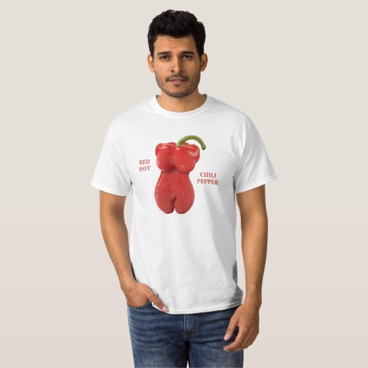 Rot - heißer Chili-Pfeffer T-Shirt (Vorne ganz)