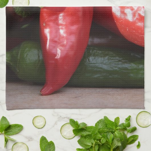 Rot - heißes Chili-Pfeffer-Küchen-Tuch Handtuch (Gefaltet)