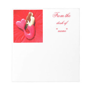 Rot Herz-angebundene Meerjungfrau Notizblock