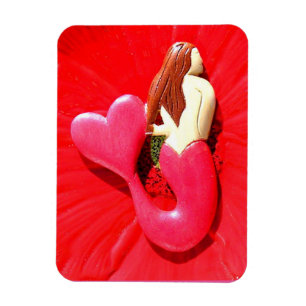 Rot Herz-angebundene Meerjungfrauschönheit Magnet