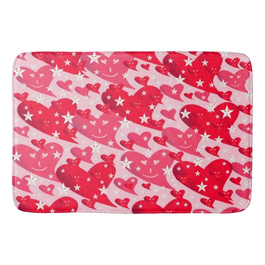 Rot, Herz, Herz, Lachen, Stern, Lächeln, Rosa, Lie Badematte (Vorderseite)