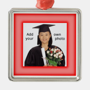 Rot Hinzufügen eines Fotos Silbernes Ornament