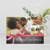 Rot | Holiday Foto Collage Card Feiertagskarte (Stehend Vorderseite)