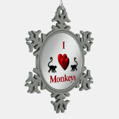 Rot-I-Herz-Affen Schneeflocken Zinn-Ornament (Links)