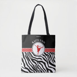 Rot Ihr Namenszebra-Druck-Ballett-Tänzer Tragetaschen Mit Langen Trägern