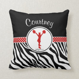 Rot Ihre Namenszebra-Druck Cheerleader/Pom Kissen