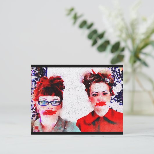 Rot im Gesicht Postkarte (Stehend Vorderseite)
