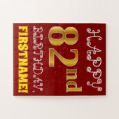 Rot, Imitat-Gold82. Geburtstag + Name-Puzzlespiel Puzzle (Horizontal)